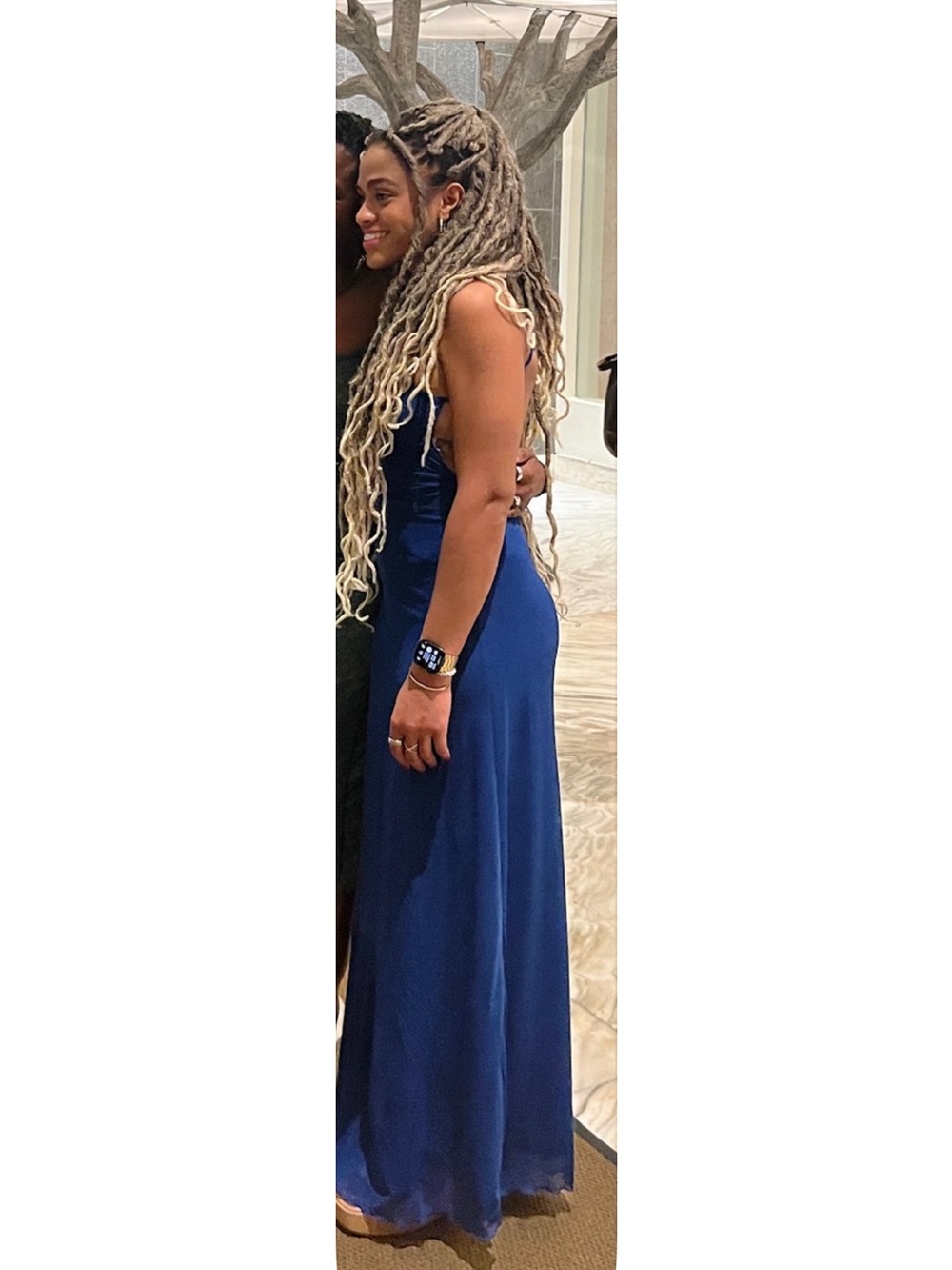 Cotton Candy LA Long Blue Ruched Strappy Dress